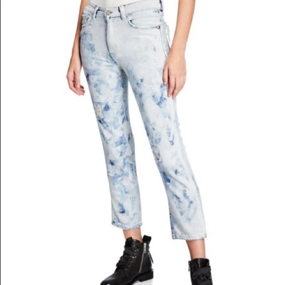 Edwin Beth Boyfriend Ankle Acid Washed Distressed Jeans - Size 27 - Picture 1 of 11